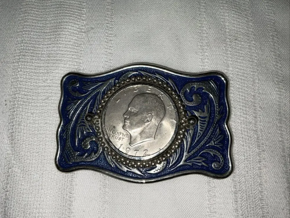 Vintage 1776-1976 Bicentennial Eisenhower Dollar Coin Denver Mint Belt Buckle